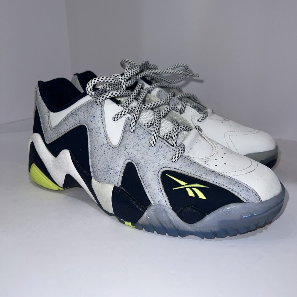 Reebok Kamikaze II Mens Basketball Shoes Size 6 White Yellow Black